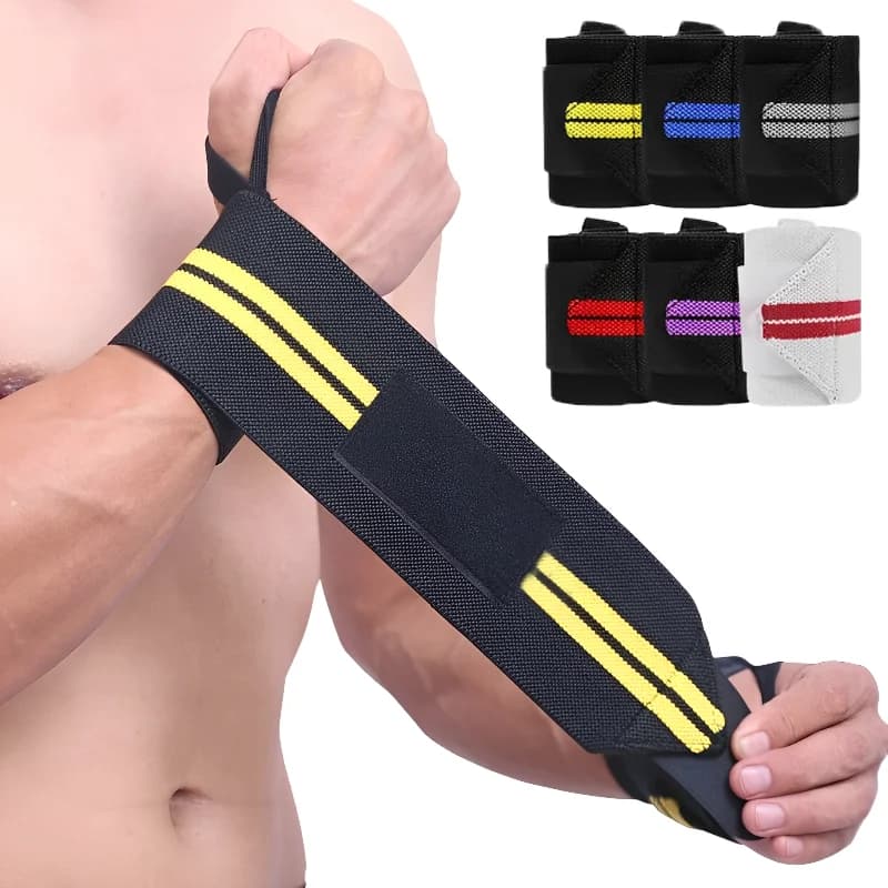 2PCS Compressione Cinturino da polso Tutore elastico Sollevamento pesi Fasciatura Avvolgente per prevenire distorsione Palestra Avvolge Cinghie Allenamento Protezione