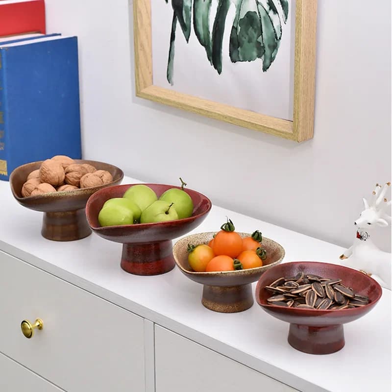Piedi alti Piatto in ceramica Vassoio per rinfrescare Piatti per frutta Frutta secca Piatto per snack Piatti per cena Teglia per torta Piatto Dim Sum Ciotola da dessert