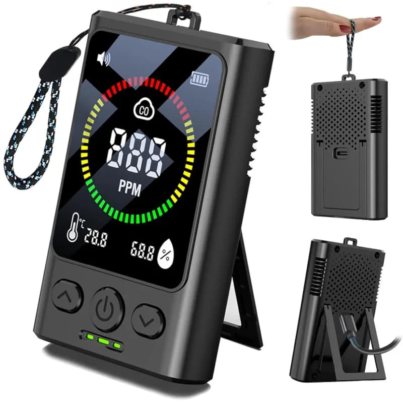 Rilevatore portatile di monossido di carbonio Allarmi di CO 3 in 1 Monossido di carbonio con allarme acustico e visivo per hotel, campeggio, auto, camper