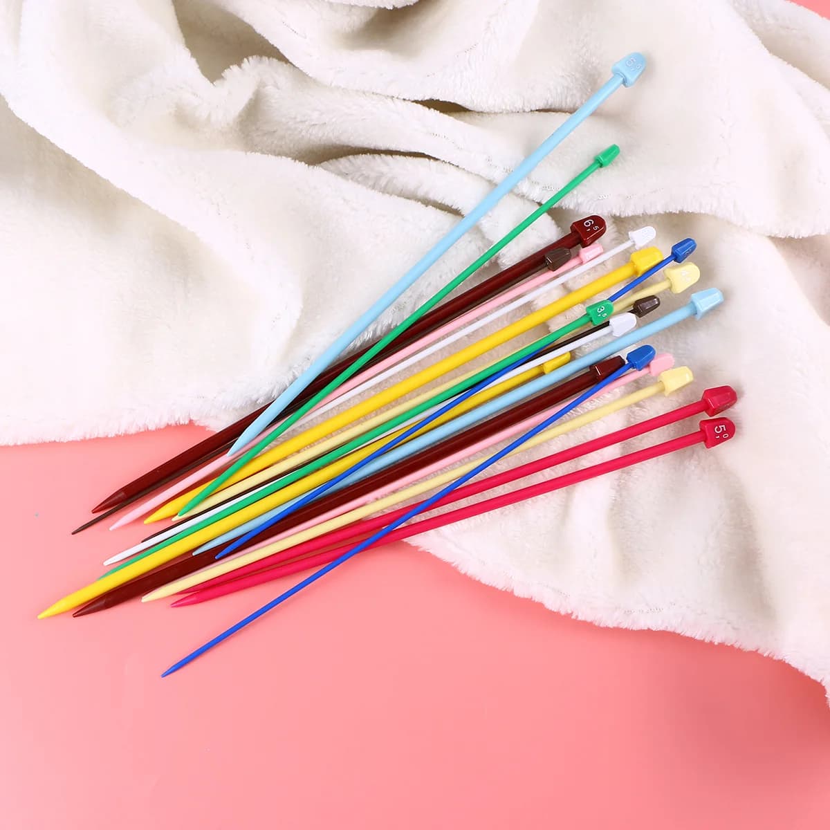 10 paia di ferri da maglia dritti da 25 cm set di uncinetti a punta singola in plastica da 2,0 mm a 6,5 mm aghi per filati artigianali con manico liscio