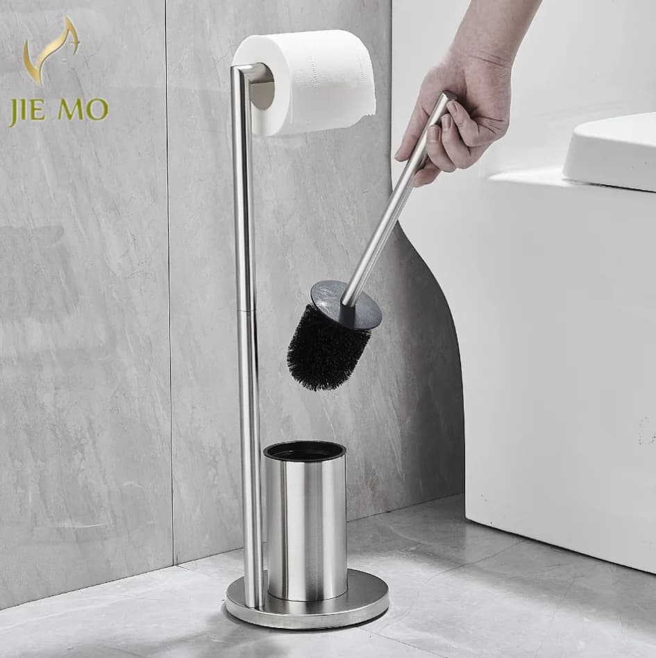 Porta scopino per wc da pavimento con porta carta igienica porta asciugamani in carta in acciaio inossidabile 304 scopino per wc