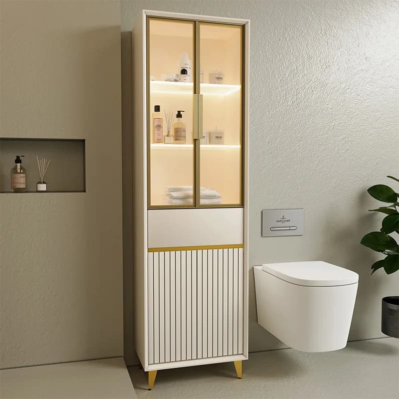 Mobiletto organizer salvaspazio da bagno di lusso per medicinali e disinfettanti, con porta carta, per la casa
