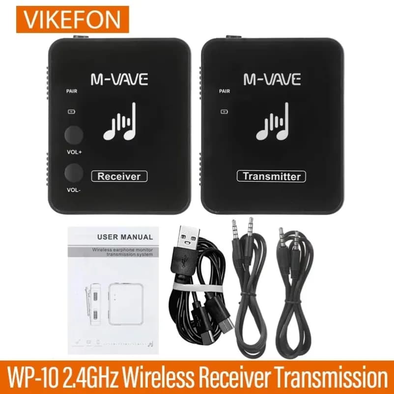 M-VAVE WP-10 Ricevitore posteriore wireless da 2,4 GHz Ricevitore ricaricabile del sistema di trasmissione del monitor degli auricolari wireless
