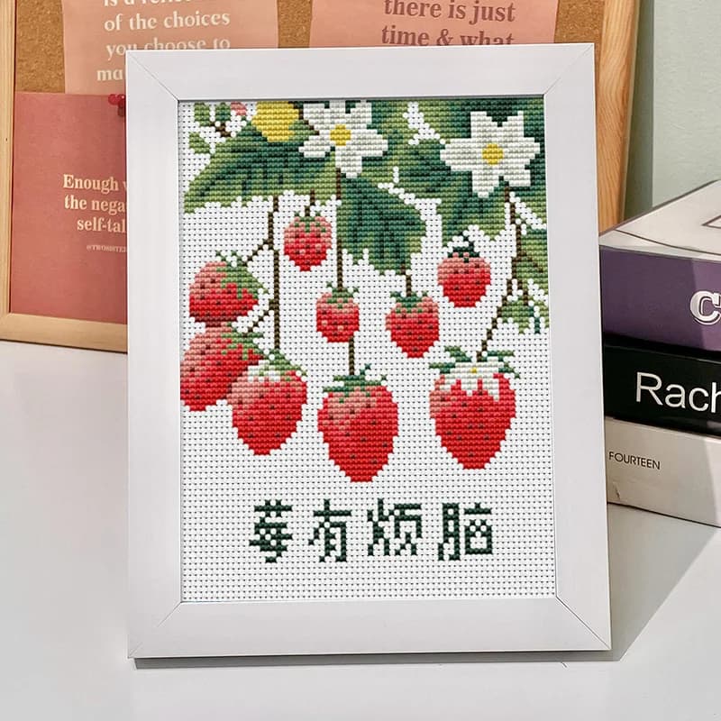 Bedroom Cross Stitch Bead Embroidery Simple Modern Sle Non-Finied Small Size with Frame Tabletop Decoration Cotton Fabric
