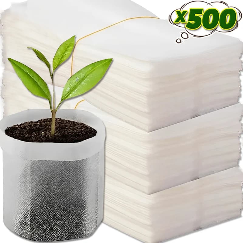 100/500PCS Sacchetti per coltivazione biodegradabili per vivaio Piante in tessuto non tessuto Tasche per coltivazione di semi Giardino Fiore Verdura Piantina Accessori per la cura