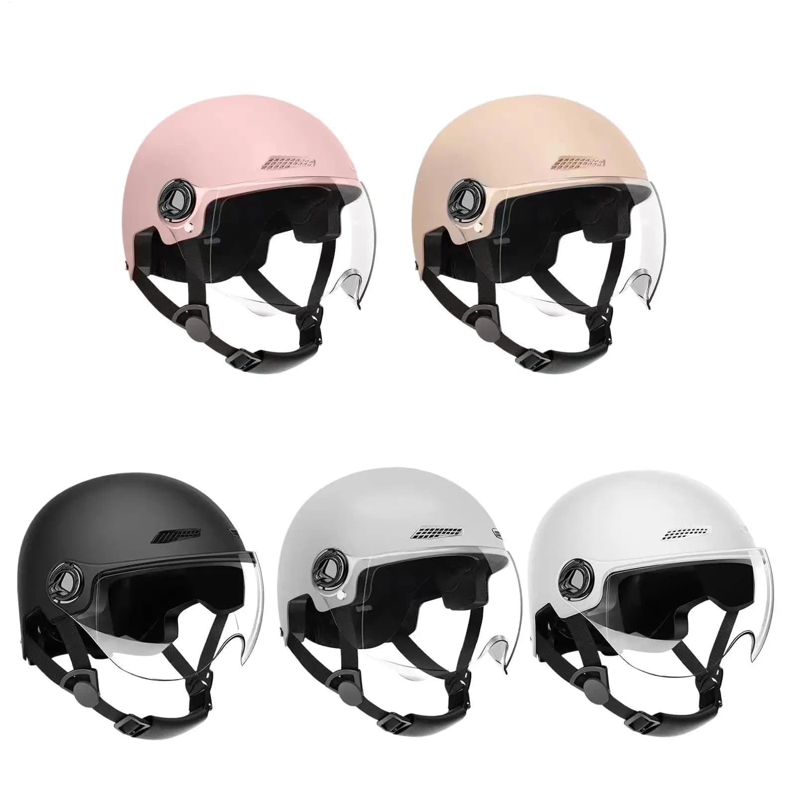Casco da Bici Elettrica Mezzo Integrale Leggero Regolabile Traspirante Unisex con Visiera Protezione Solare Estiva