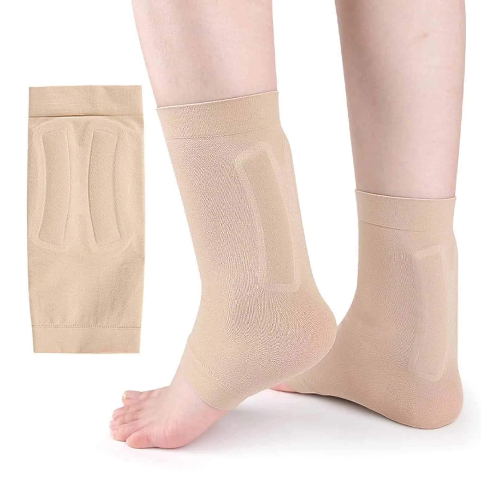 Calze Sportive a Compressione con Supporto per Caviglia e Ammortizzazione in Gel per Calcio, Basket, Pallavolo, Palestra ed Esercizio Fisico