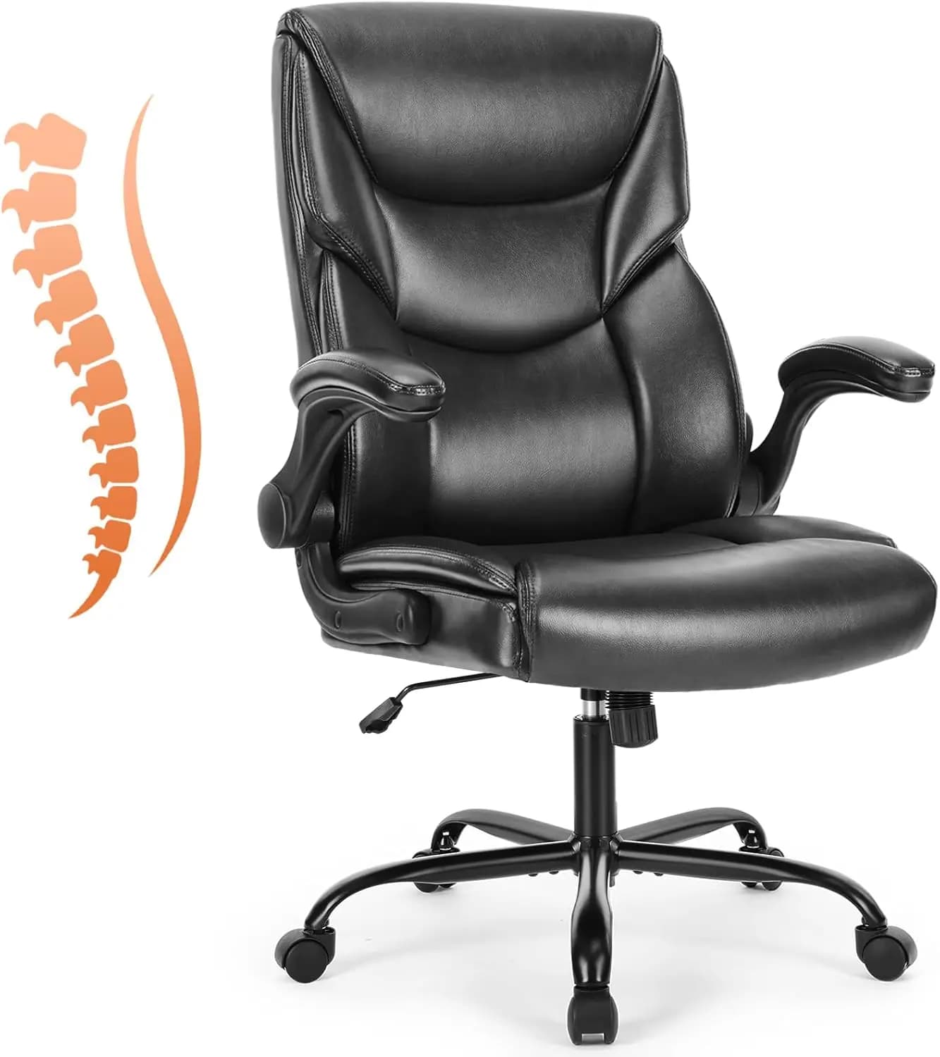 Computer Gaming Chair, Ergonomic High Back Heavy Duty Task Desk Office Chairs with Wheels, Flip-up Arms, Adjustable Height, PU L
