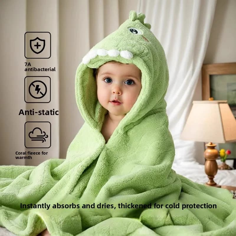 Asciugamano da Bagno per Bambini, Accappatoio con Cappuccio ad Asciugatura Rapida e Assorbente per Neonati, Design Elefante, in Fibra di Poliestere, Tessile per la Casa