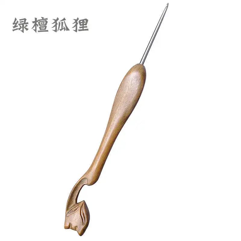 Lucidatura a mano con manico in legno di sandalo verde, strumenti per tessitura fai da te con ago in acciaio inossidabile