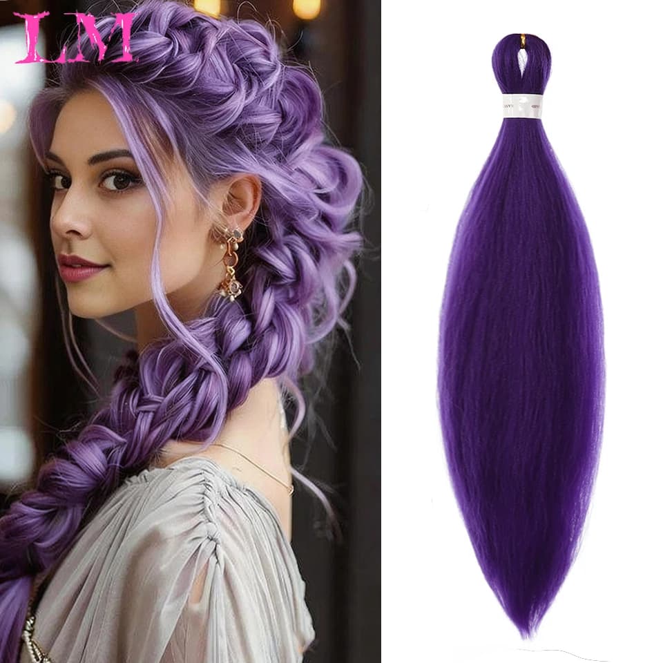 Extension per capelli a coda di cavallo lunga intrecciata viola LM con clip a griffe, parrucca per bambini per costume, per feste a tema natalizio, parrucca viola