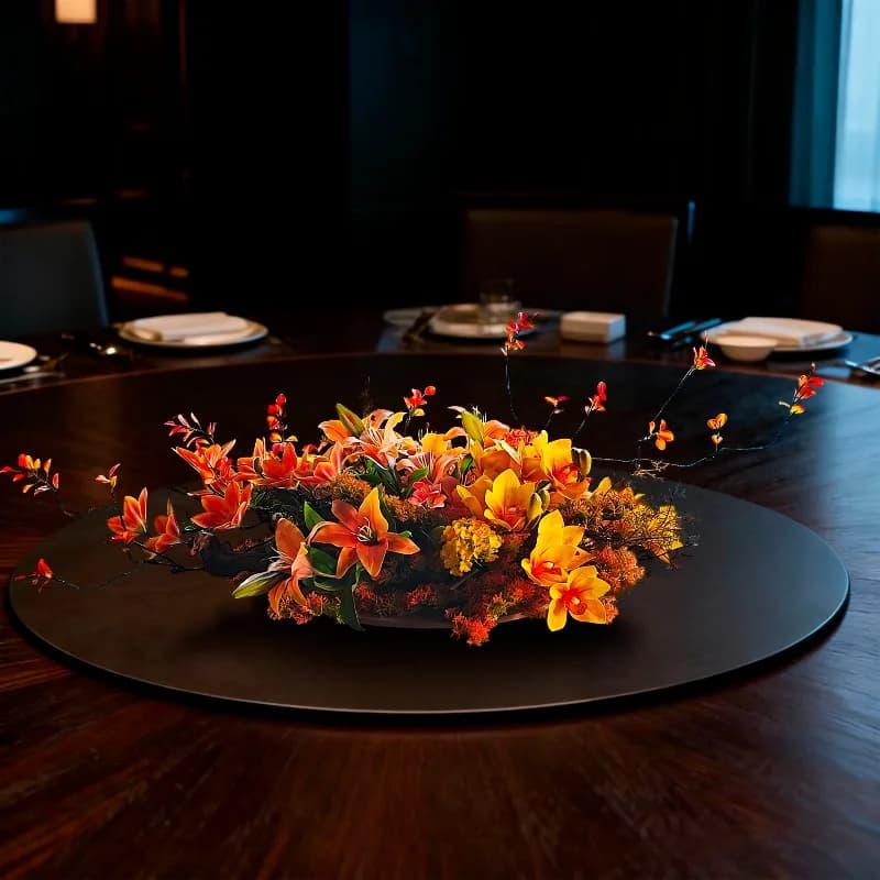 Centrotavola per tavolo da pranzo d'hotel, fiore artificiale grande e rotondo, ornamento centrale di lusso leggero di alta gamma