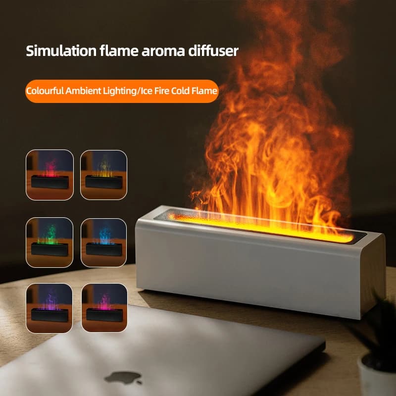 Diffusore di fiamma di simulazione colorata Diffusore di umidificazione della fiamma per la casa di fragranza plug-in USB