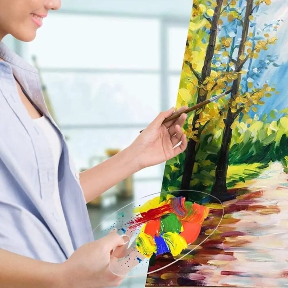 Durable Acrylic Clear Paint Tray Drawing Supplies Oval Paint Palettes Transparent Gouache Pigment Pallet