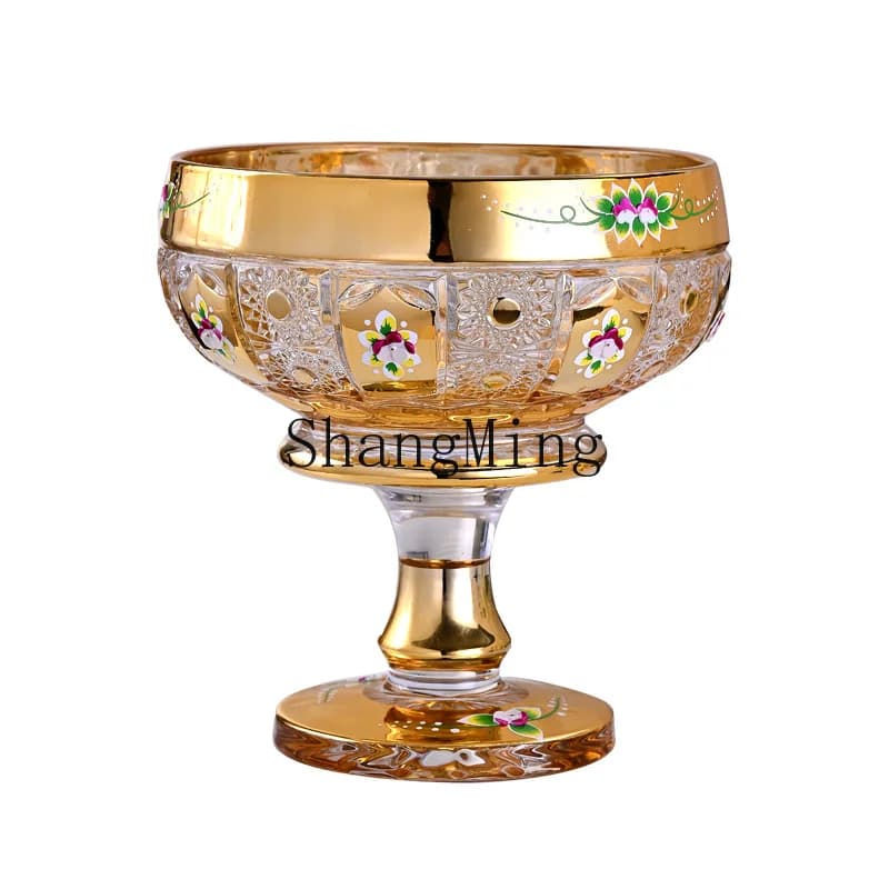 XH Vaso Decorativo in Vetro Smaltato con Fiori e Cristalli, Portafrutta, Contenitore per Zucchero, Scatola per Snack e Frutta Secca, Decorazioni per Soggiorno