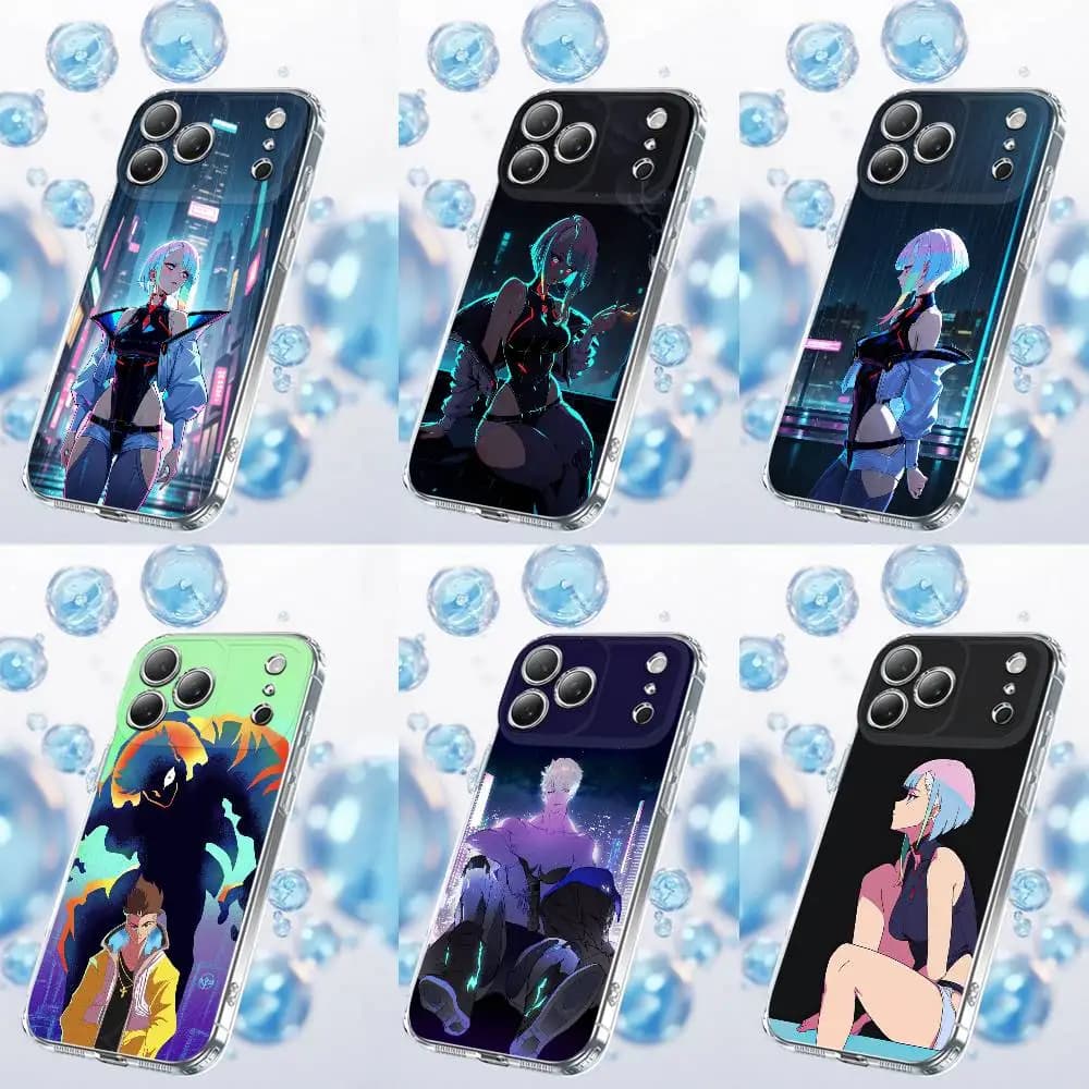 Custodia per telefono C-Cyberpunk Lucyna Kushinada Lucy per iPhone 17,16,15,14,13,12,11 Plus,Pro,Max,Plus,E,Air,Mini Cover trasparente