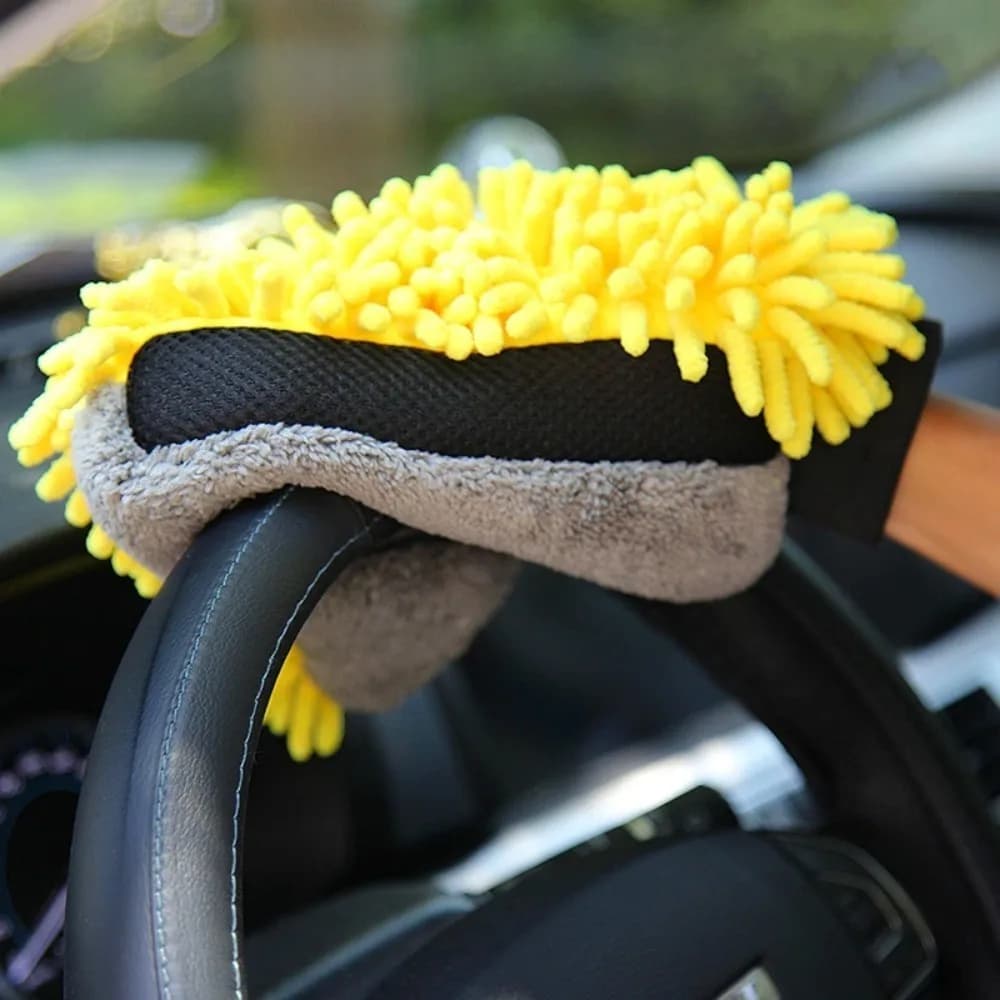 Guanti per lavaggio auto in microfibra di grandi dimensioni Guanti in ciniglia impermeabili a doppio spessore Guanto per la pulizia della cura della spazzola per dettagli multifunzione