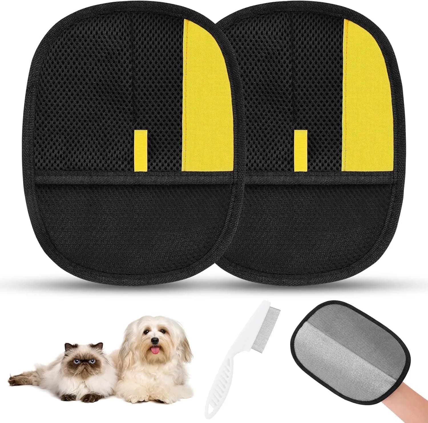 Guanto per la rimozione dei peli di animali domestici, 2 pezzi, strumento riutilizzabile per la toelettatura di cani e gatti, alternativa ai rulli leva-pelucchi