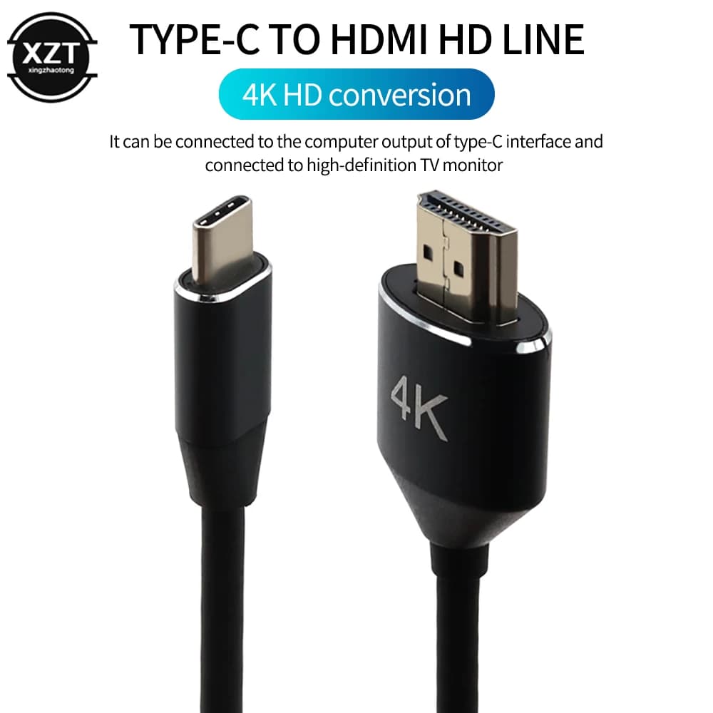 HDMI 4K Type C compatible USB cable adapter to HDMI Same cable screen Phone with TV Monitor HD 1080P USB C