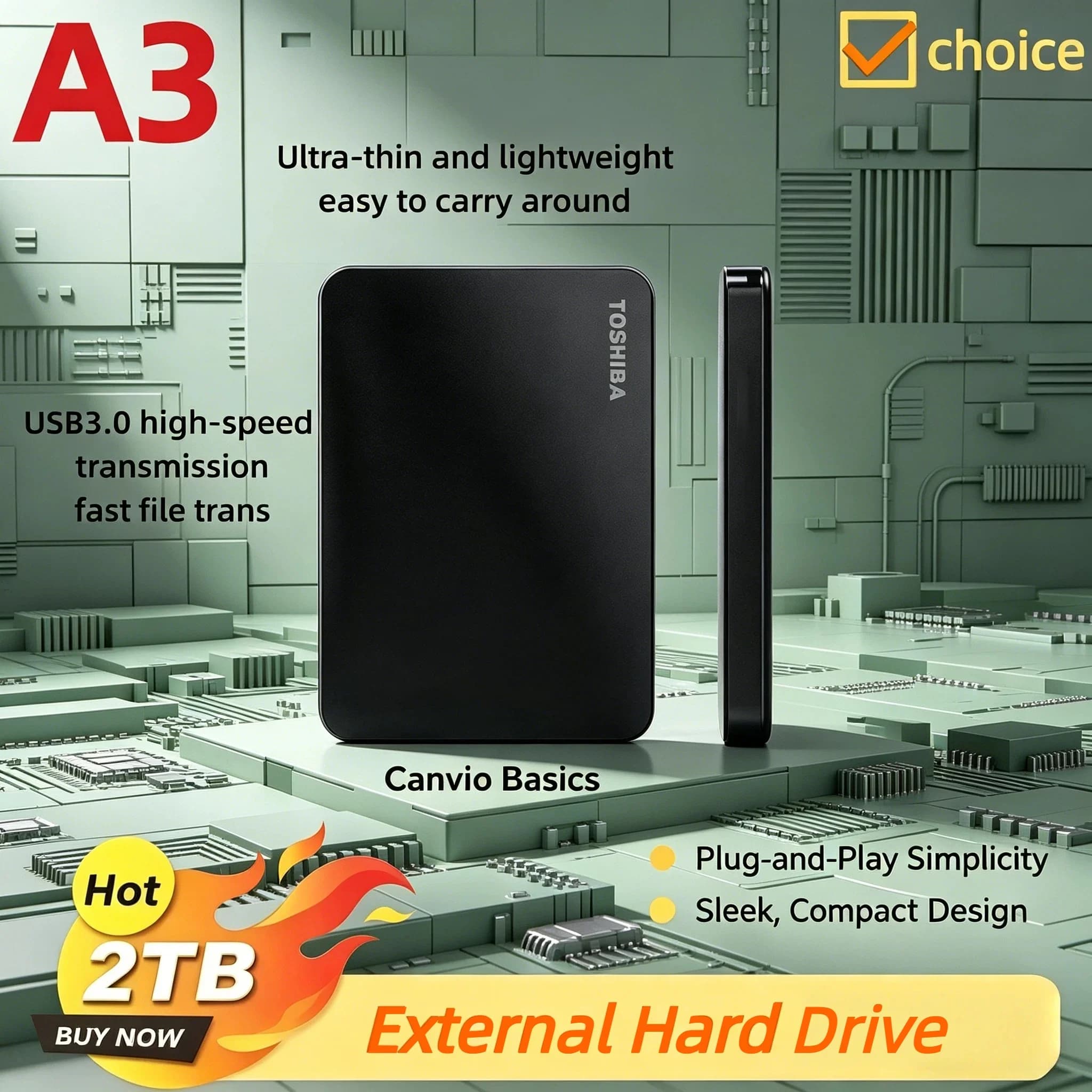 Toshiba per A3 OEM 500GB 1TB 2TB USB3.0 Disco Rigido Esterno Portatile HDD 2.5 Pollici BOX Disco di Espansione