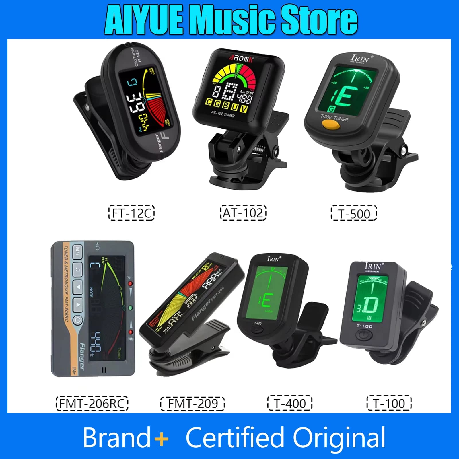 Accordatore Aromatico per Chitarra, Basso, Ukulele, Violino, Display LCD Universale AT-102 FT-12C T-500 T-400, Mini Portatile per Principianti