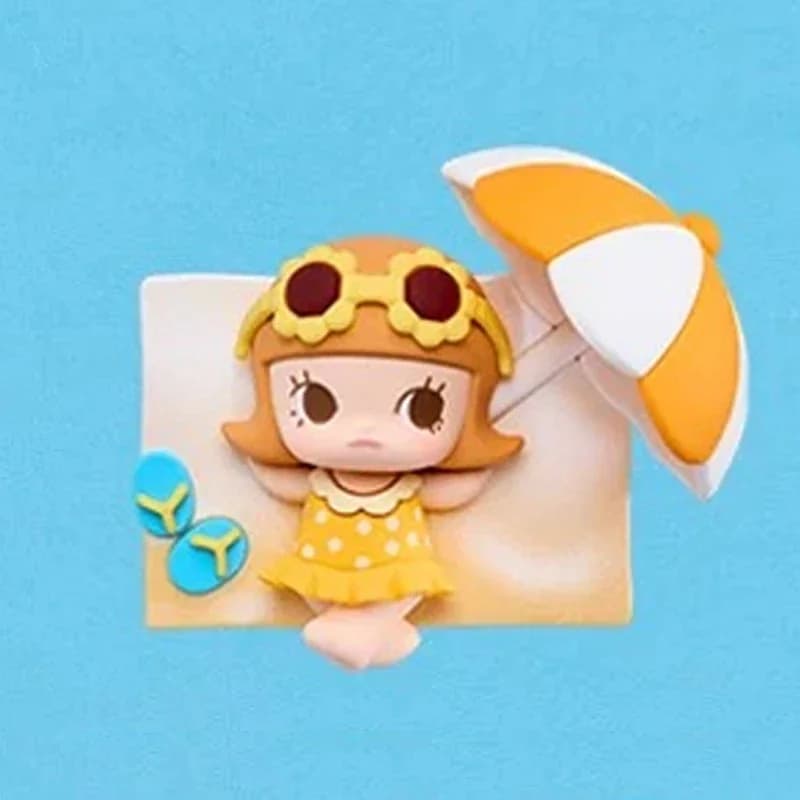 POPMART POP BEAN Island Vacation Series Fridge Magnet Genuine Blind Box Toys Kawaii Anime Action Figure Surprise Mystery Box