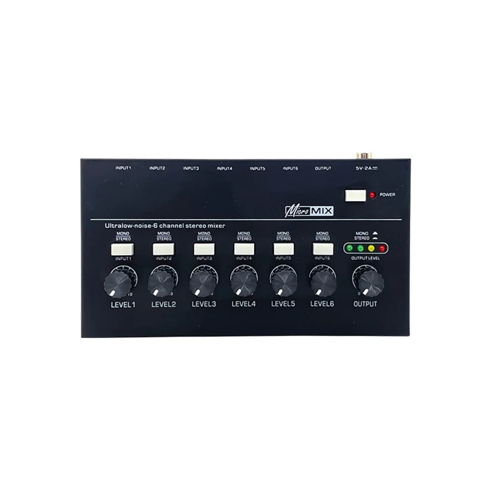 MIX-600 6 channel stereo mixer, portable professional audio mini mixer, very low noise line mixer for field recordings