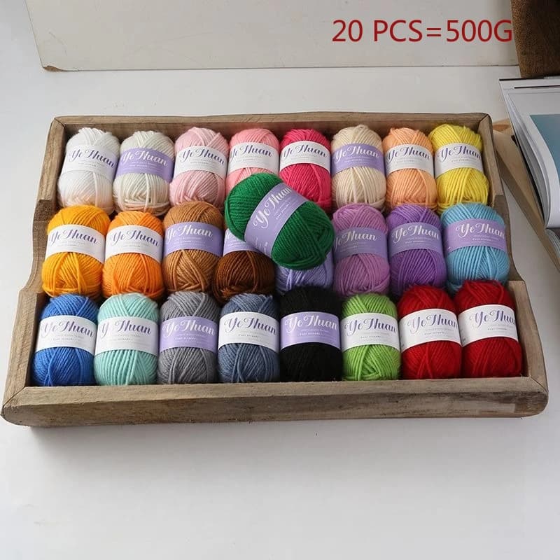 20 pezzi 500g di spessore morbido filato per maglieria per cappello fai da te borsa per bambola tappeto maglione filo all'uncinetto fatto a mano filato di cotone al latte medio grosso