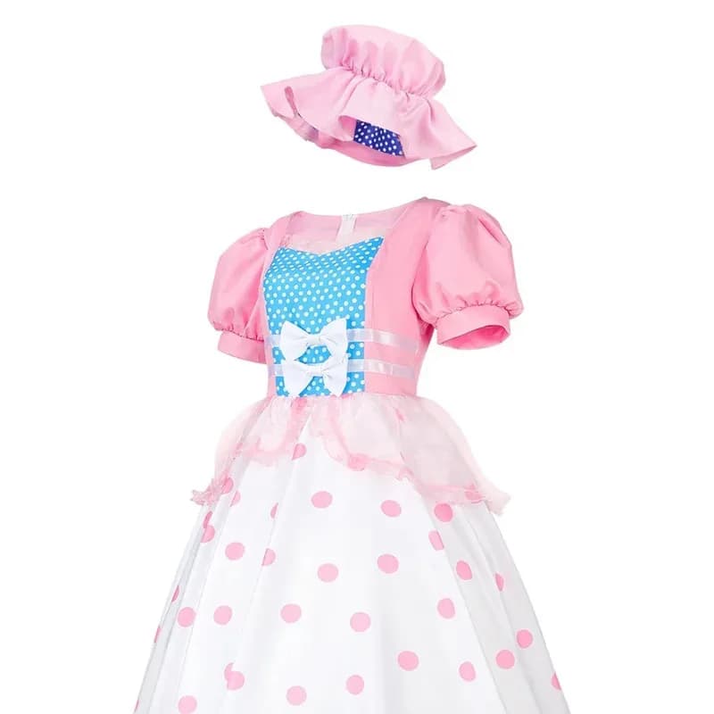 Animated Movie Bo Peep Dress Woman Long Skirt Hat Anime Cosplay Party Halloween Costumea;6'x,9;y'