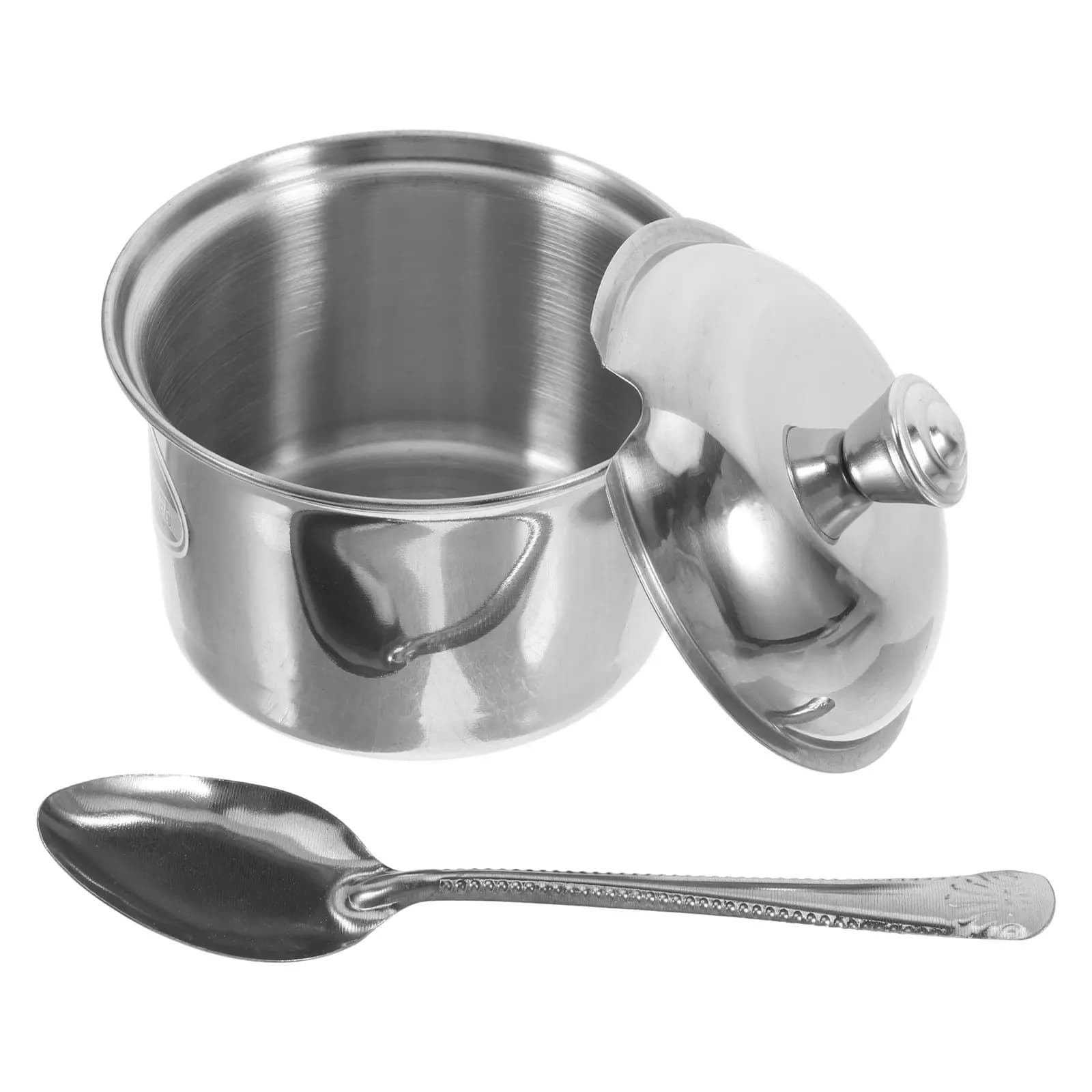 Set di Contenitori per Alimenti in Acciaio Inox con Coperchio e Cucchiaio, Barattolo Ermetico per Zucchero e Sale, Design Moderno per Cucina