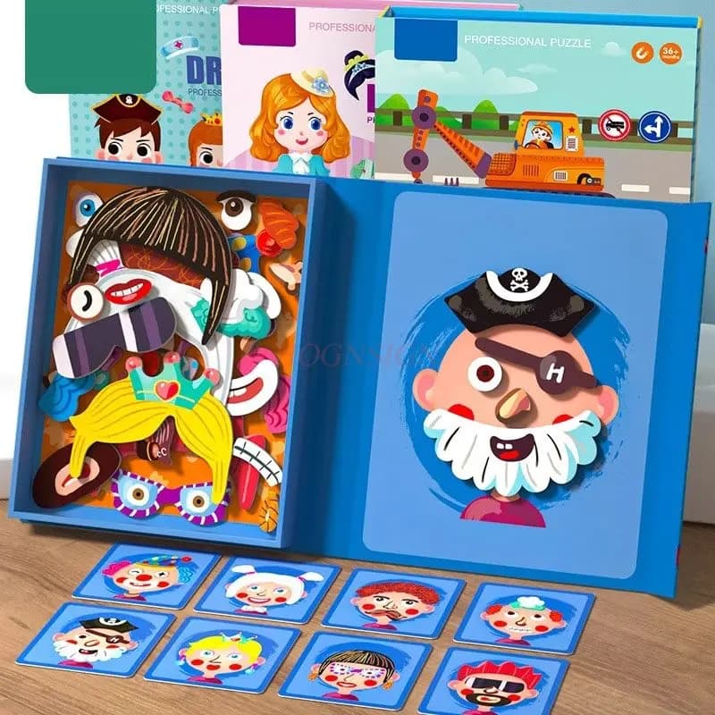 1 libro Sostituzione del libro magnetico per l'educazione precoce dei bambini, collage di piastrelle magnetiche, giocattolo puzzle, puzzle magnetico