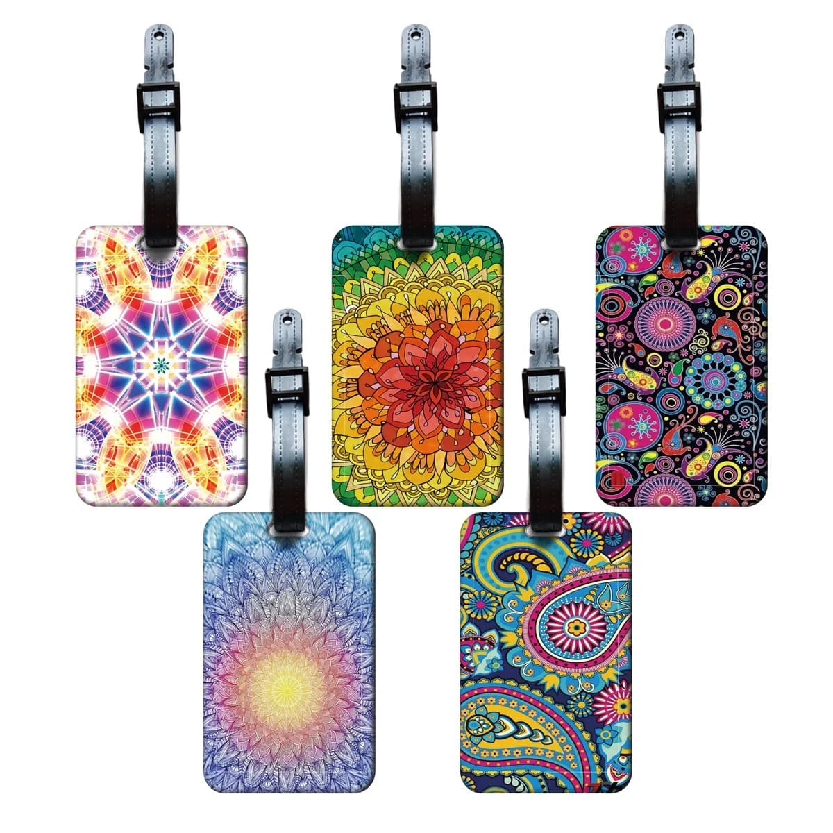 Etichette per Bagagli con Disegni Mandala, Porta Indirizzo e Nome per Valigie, Etichetta Colorata per Bagagli, Accessori da Viaggio