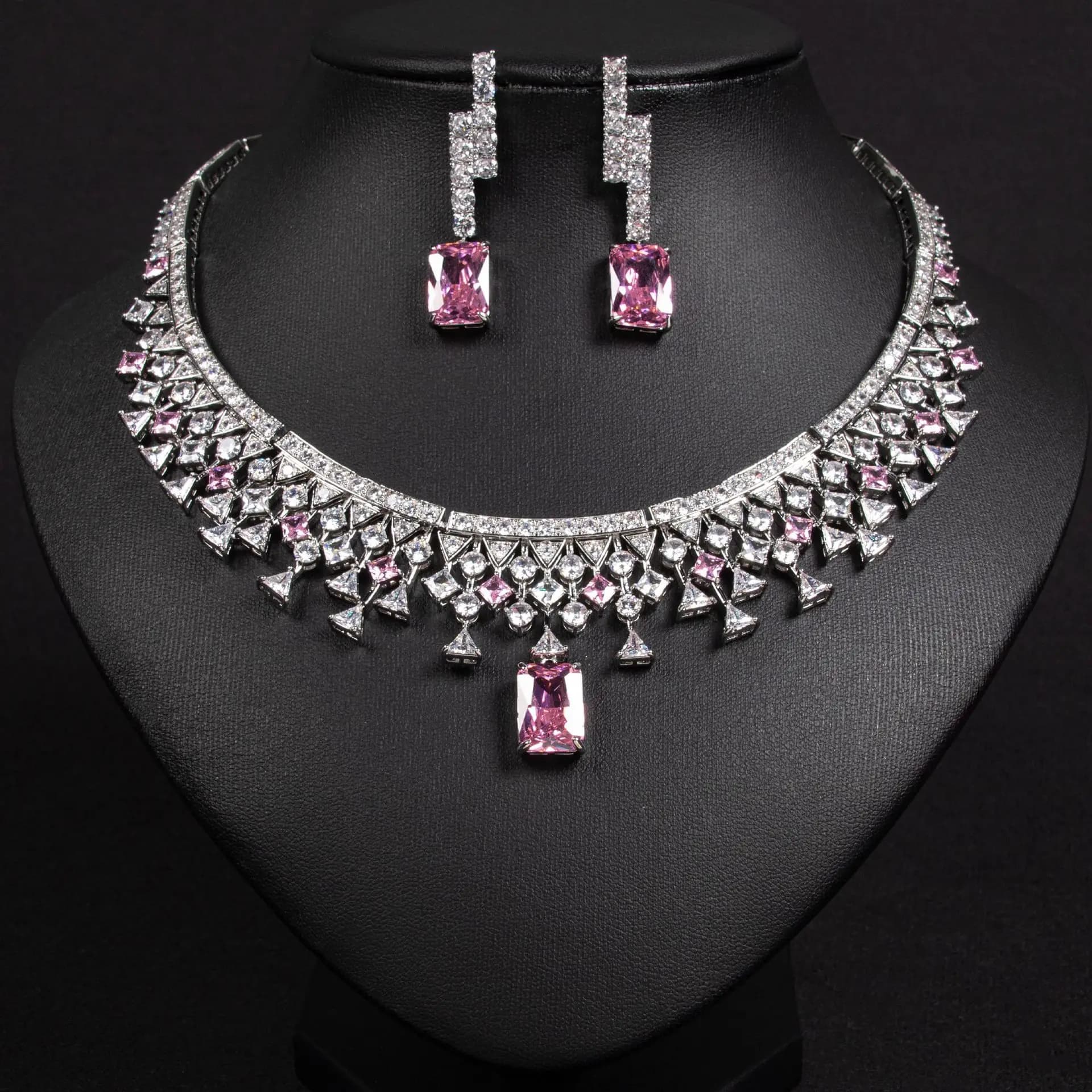 Nuovo Set di Collana e Orecchini da Donna alla Moda, Lussuoso Set con Zirconi Cubici, Gioielli per Sposa di Dubai, Matrimonio, Festa, Regalo Trendy