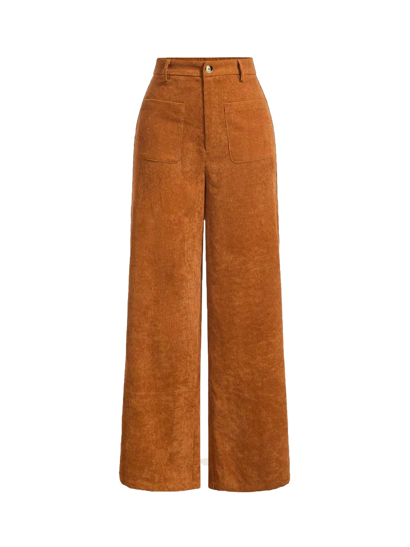 Pantaloni da donna a gamba larga con bottoni sul davanti e tasca semplice, pantaloni casual a vita alta da indossare ogni giorno, pantaloni da donna per tutte le stagioni