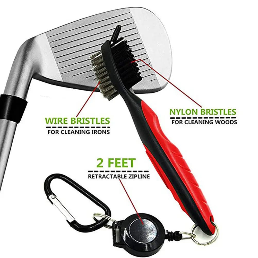 Spazzola Retrattile per Mazze da Golf con Impugnatura Ergonomica, Manico in Plastica Resistente, Pulitore per Tacchetti, Scarpe, Fango e Sabbia