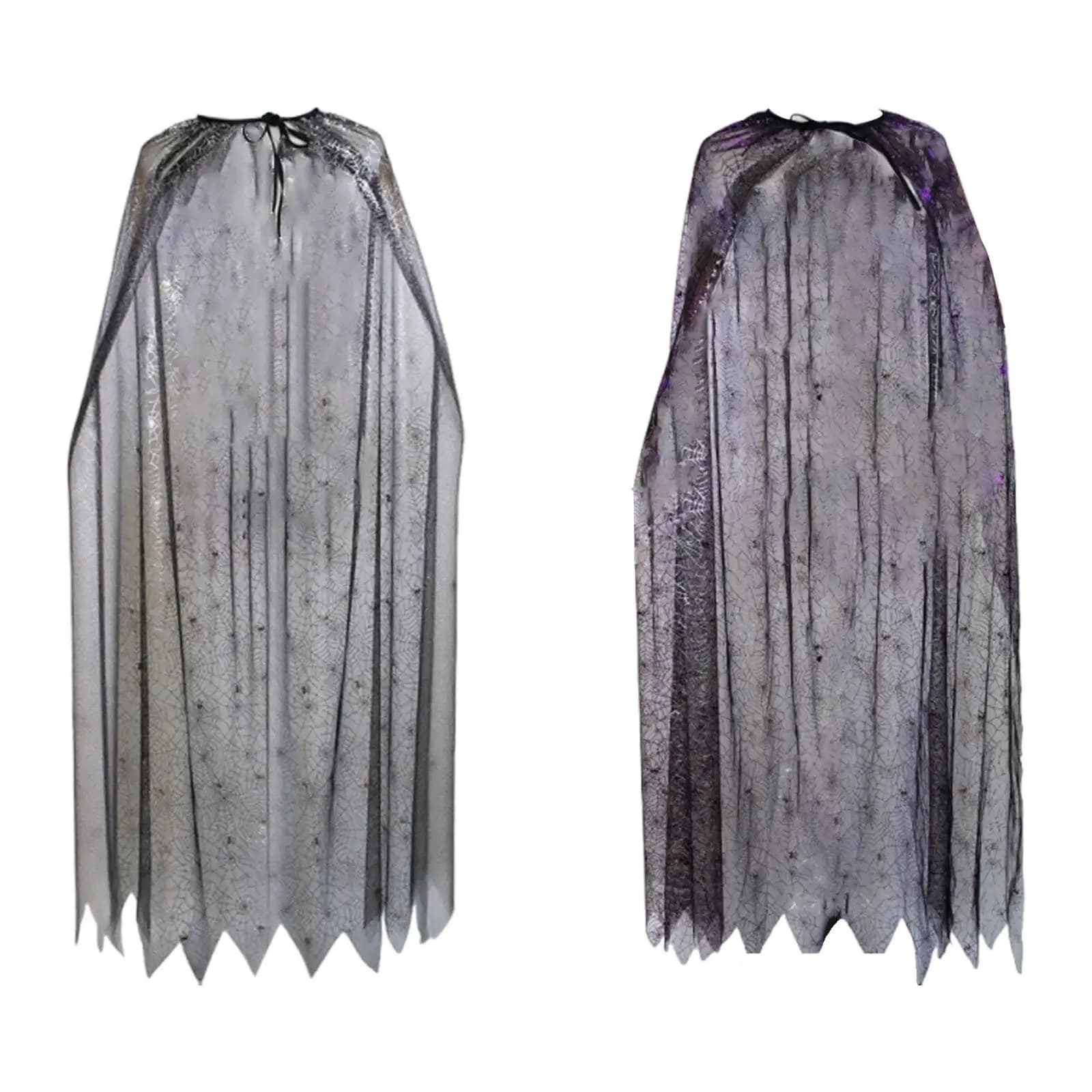 Halloween Spiderweb Cape Cosplay Cloak for Stage Shower Carnival Women Men