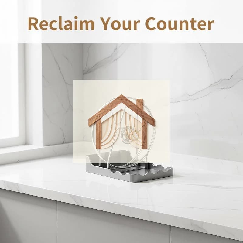 Multifunctional Kitchen Storage Rack Food-grade Cutting Board Pot Lid Spatula Holder for Home Kitchen Countertop Organization