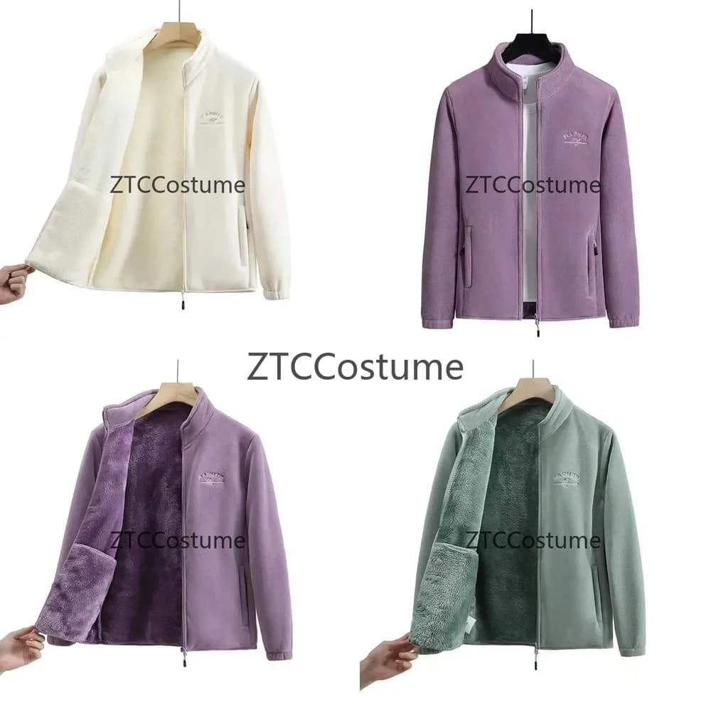 Giacca da donna foderata in pile, termica, invernale, con collo alto e cerniera, casual, calda, spessa, per uso quotidiano