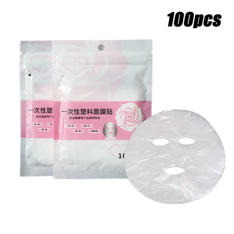 100 pieces natural cleanser for face full face mask plastic film disposable beauty tool healthy skin care disposable paper masks