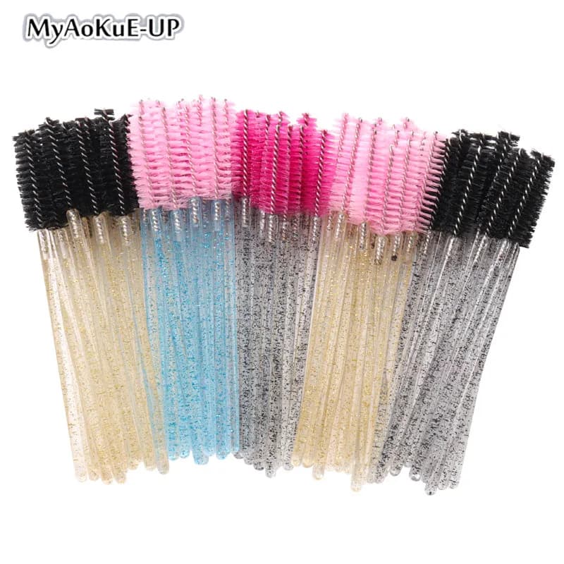 50 pcs brush for makeup eyelashes disposable comb for eyebrow handle crystal sticks for Mascara applicator Microbrush supplies for extension of eyelashes