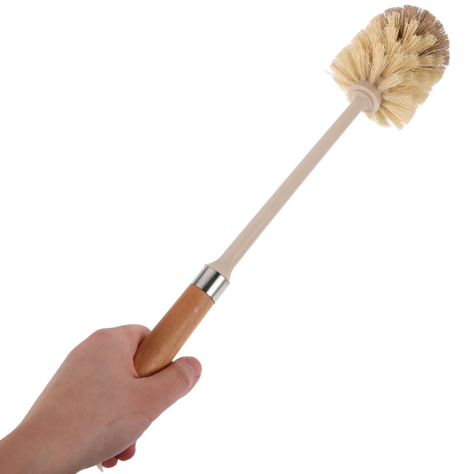 Set di spazzole per bagno, spazzola per WC con supporto, manico in legno, design a manico lungo, pulizia efficace, setole morbide e dense.