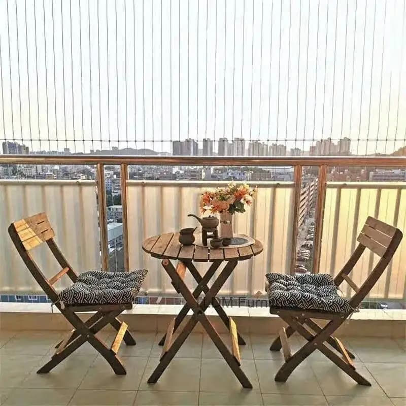 Set di mobili da giardino moderni Set da terrazza Tavolo da pranzo pieghevole per la casa in legno massello Cortile e sedie Scrivania da studio portatile per esterni X