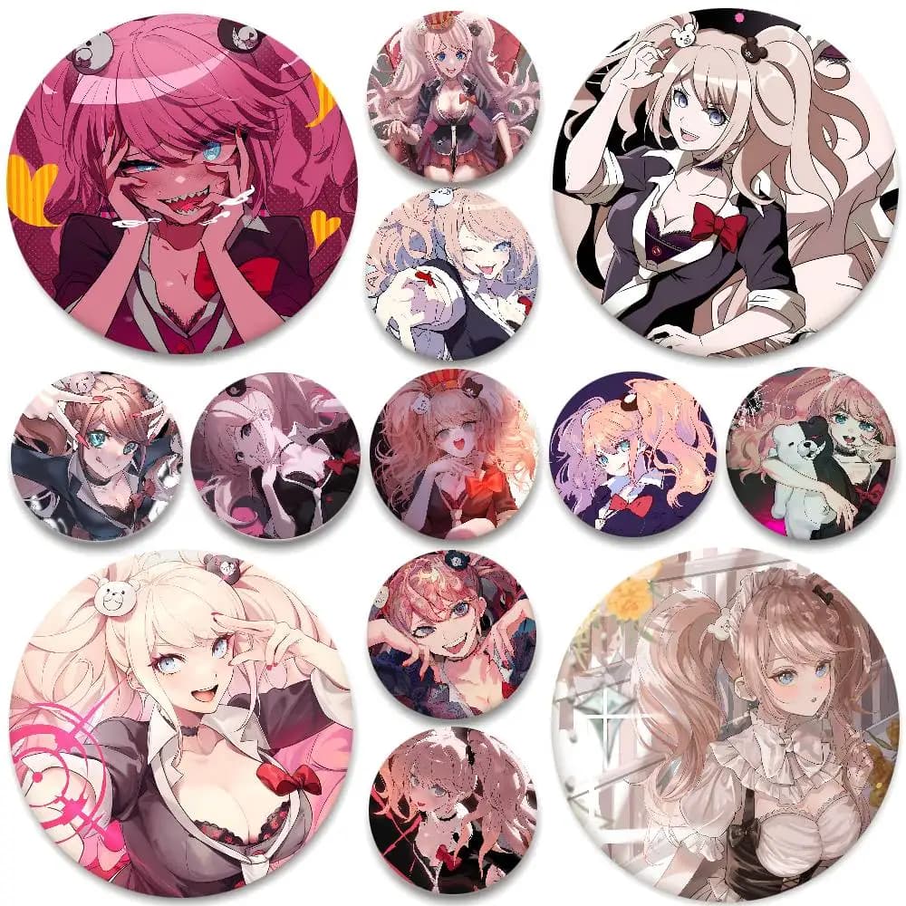 Anime Danganronpa Enoshima Junko Badges Round Badge Tinplate Coin Brooch Clothing Backpack Accessories Lapel Pin