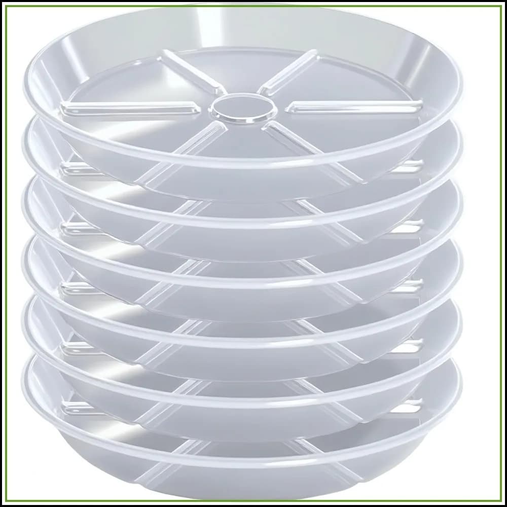 6-Pack Clear Plant Saucers, 6 Inch Drip Trays for Indoor Outdoor Potted Plants, Durable Plastic Water Catcher