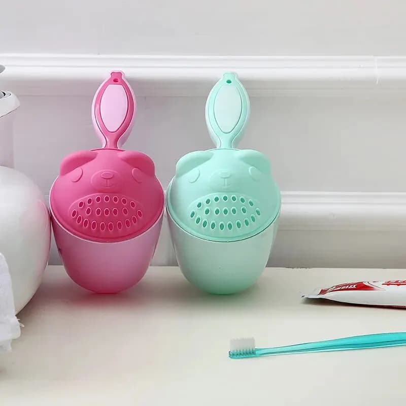 Coppette per il bagnetto dei bambini, tazza per shampoo per neonati, paletta per il bagno dei bambini, cucchiaio per la doccia, coppa per lavare i capelli dei bambini, strumento per il bagnetto che protegge gli occhi del bambino