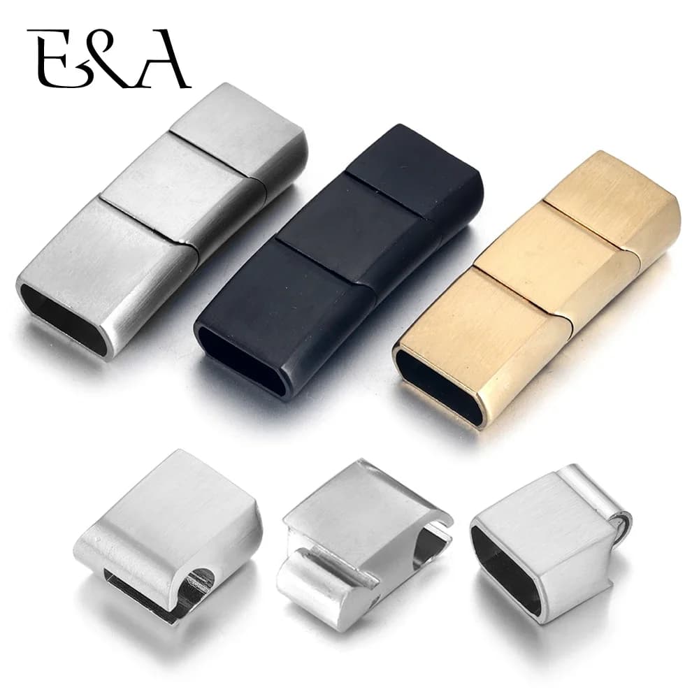 Extended Stainless Steel Closure Three Parts Magnetic closures 12*6mm 8*5mm for Leather Bracelet Accessories for DIY Jewelry Creation