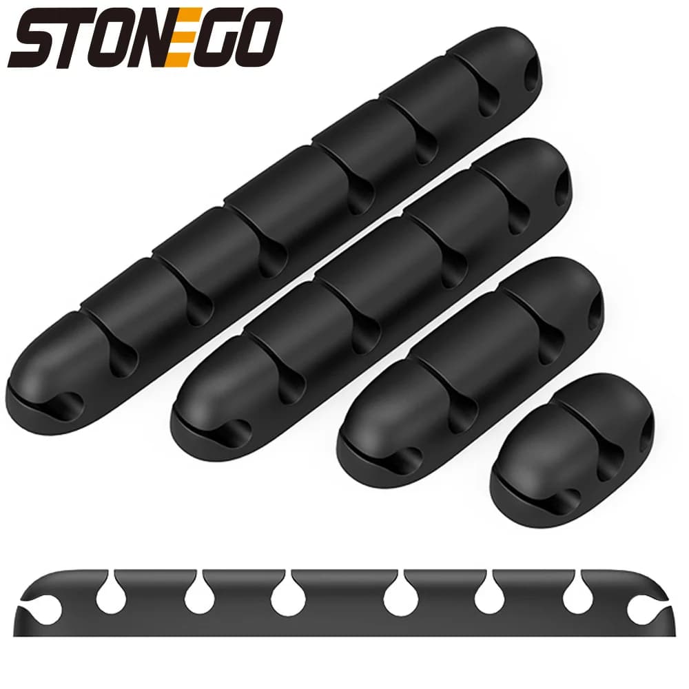 STONEGO Organizzatore di cavi Avvolgicavo USB in silicone Clip di gestione ordinata da tavolo Supporto per cavo per cuffie mouse