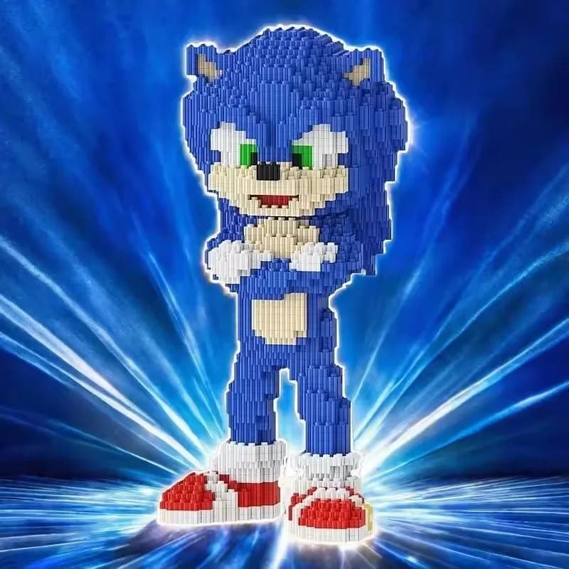 Nuovo 2026: Blocchi da Costruzione Riccio Blu 31CM, Puzzle per Bambini, Giocattolo di Assemblaggio a Piccole Particelle, Regalo 3D Fatto a Mano per Decompressione