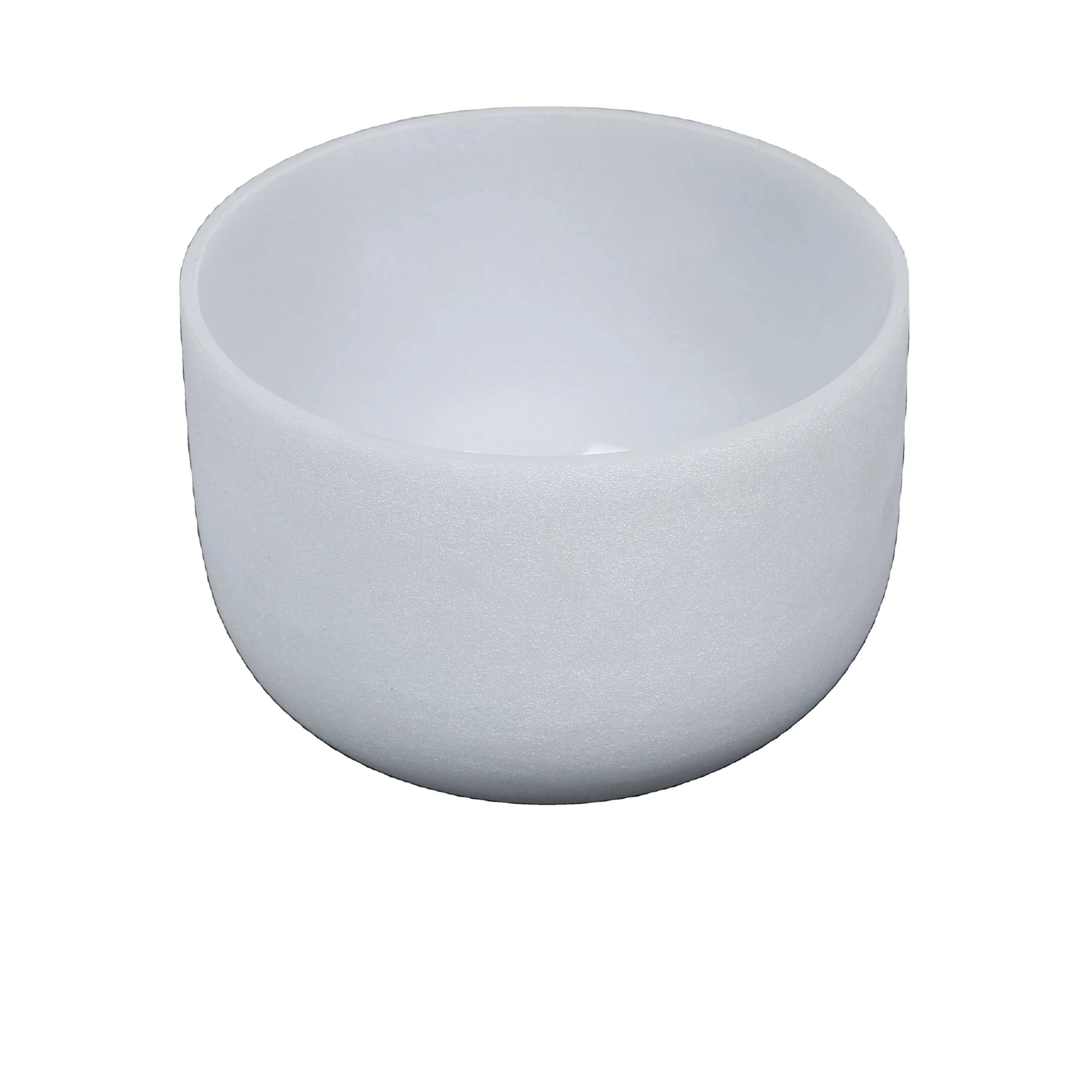 Factory Wholesale Frosted White Quartz Crystal Singing Bowl Set for Sound Healing Includes Free Mallet