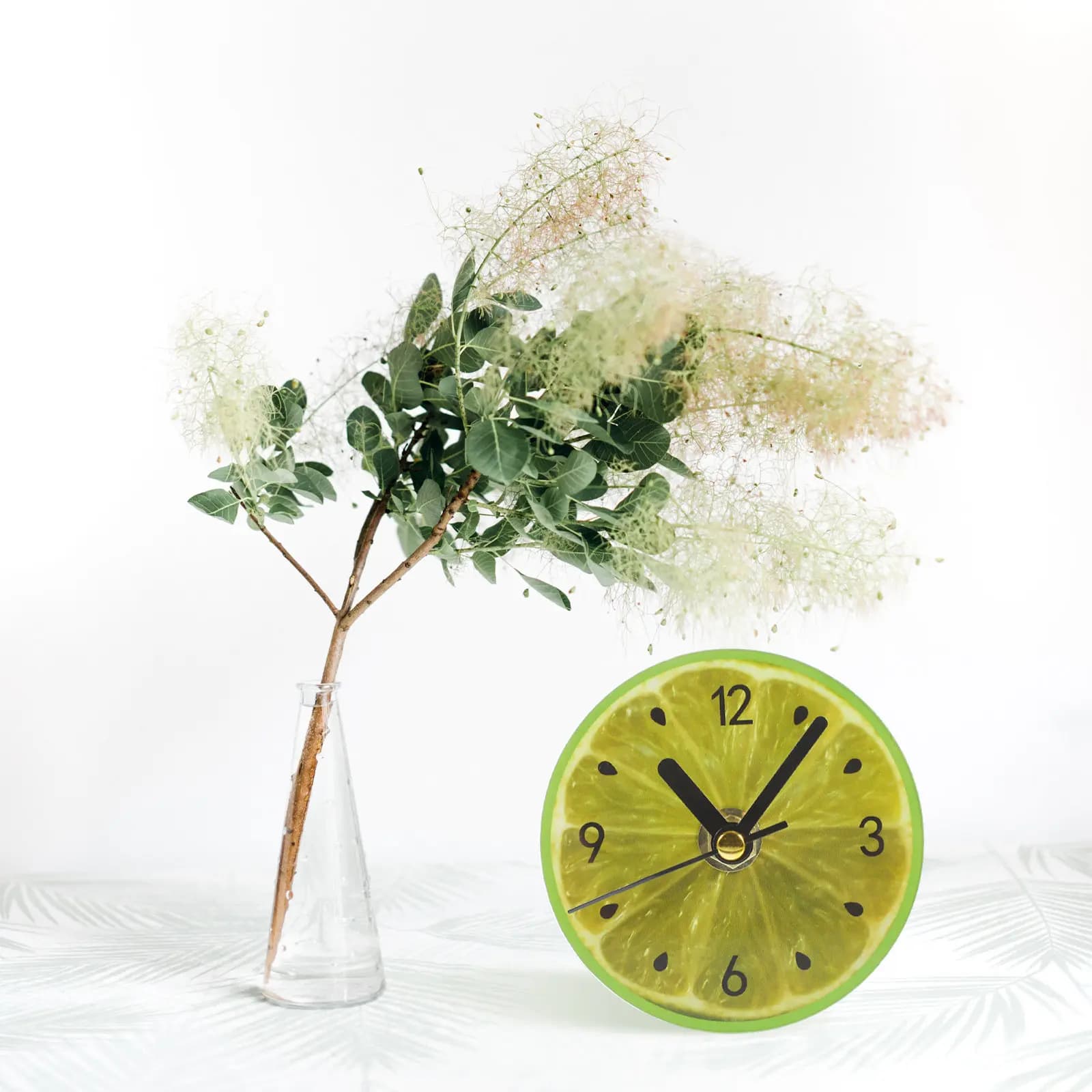 Magnetic Refrigerator Watch, Creative Design with Green Lemon Motive, Wall decal, Timer and Message Wall sticker